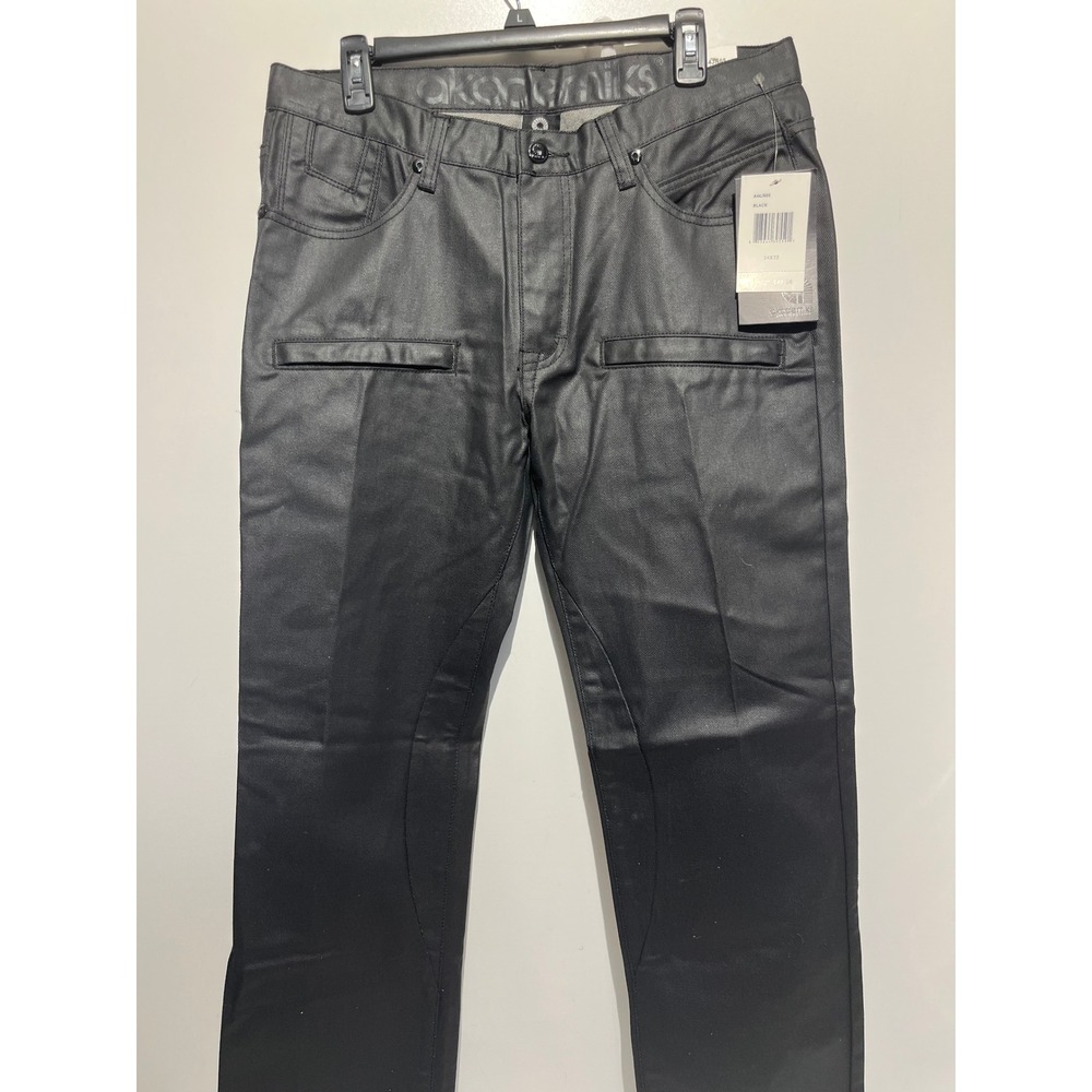 Akademiks Mens Black Coated Straight Leg Pants A44JN05 34x32 NWT